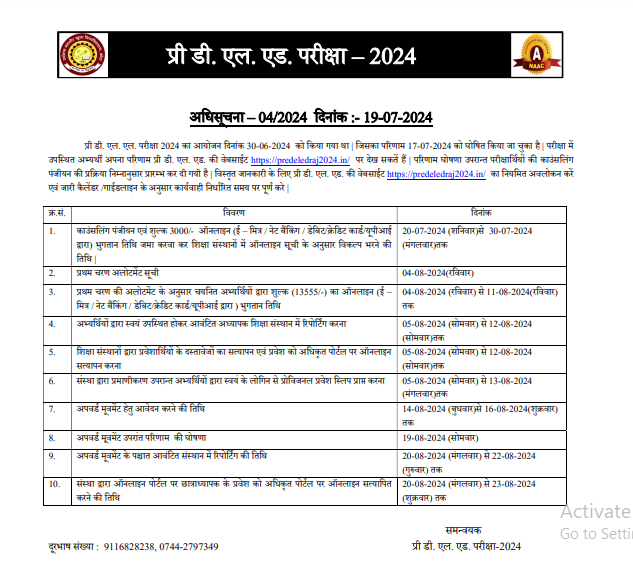 राजस्थान बीएसटीसी काउंसलिंग फॉर्म 2024