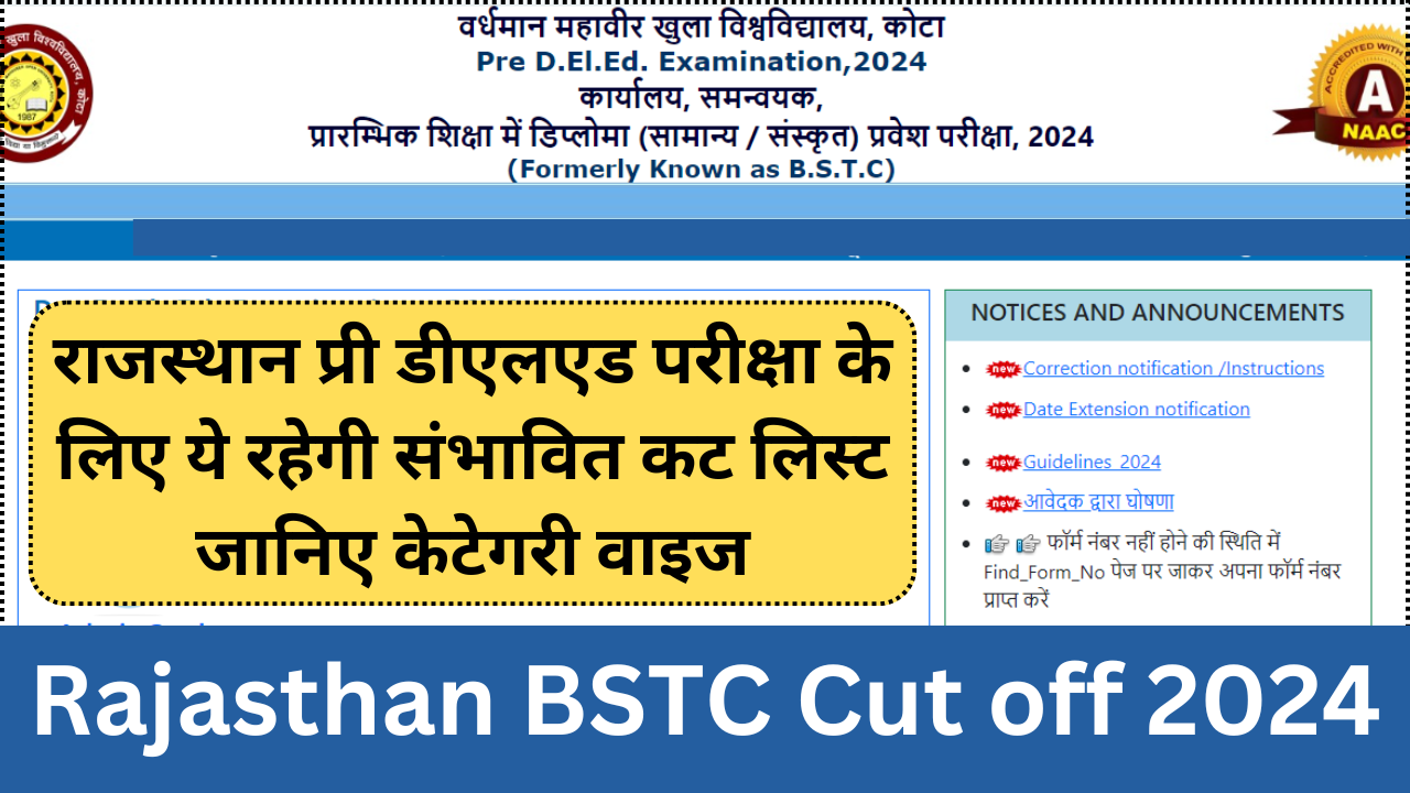 Rajasthan BSTC Cut off 2024